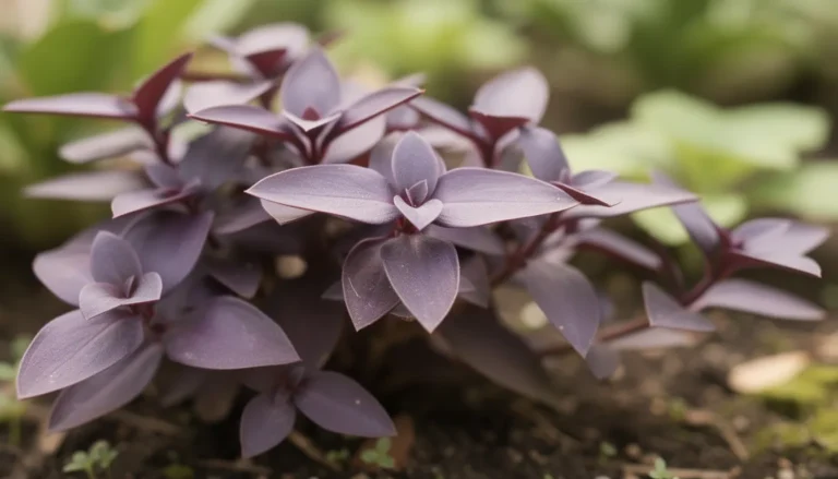 Plante Purple Heart avec des feuilles pourpres riches en lumière naturelle.