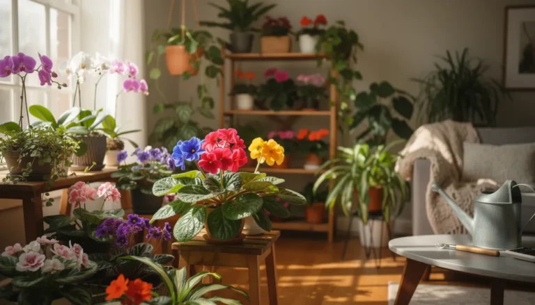 Un jardin intérieur vibrant avec des fleurs colorées.