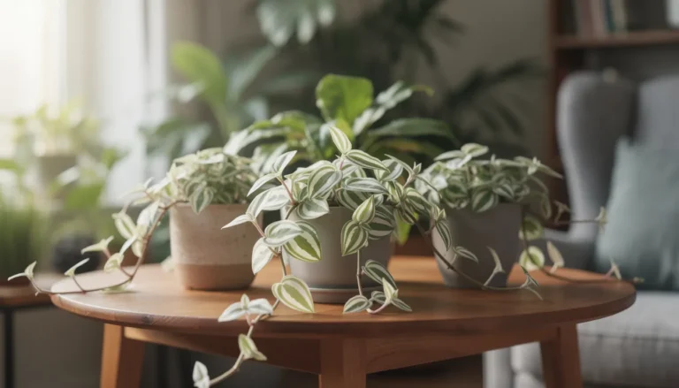 Variétés de Tradescantia Albiflora blanches dans un cadre intérieur élégant.